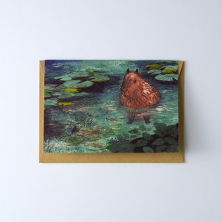  Capybara in the Pond Greeting Card