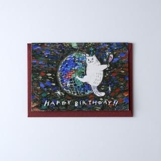  Disco Cat Birthday Greeting Card