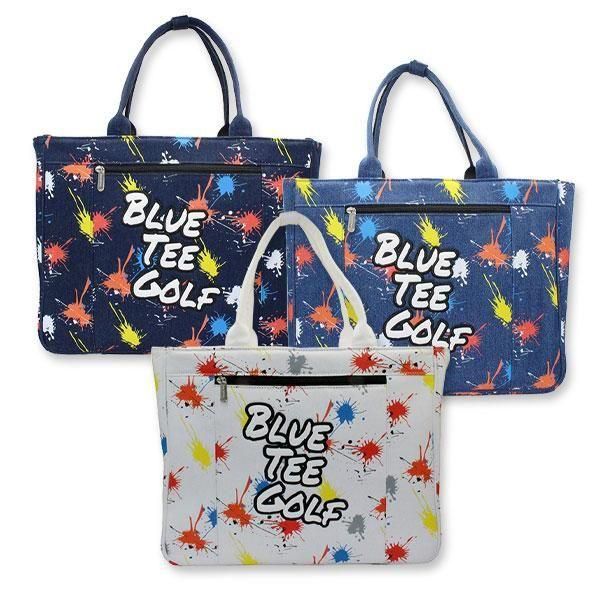 BLUE TEE GOLF デニムキャディバッグ フード・ヘッドカバー付き デニムペイント スタンドキャディバッグ(【男性】キャディバッグ