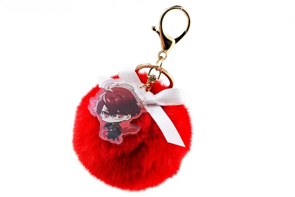 オランピアソワレ】フェイクファー・キーホルダー（朱砂-アカザ