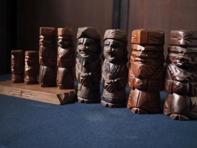 【限定品】 幸運のニポポ木彫民族人形 大小4セット Dサイズ 送料別 古録展 木工、竹工芸