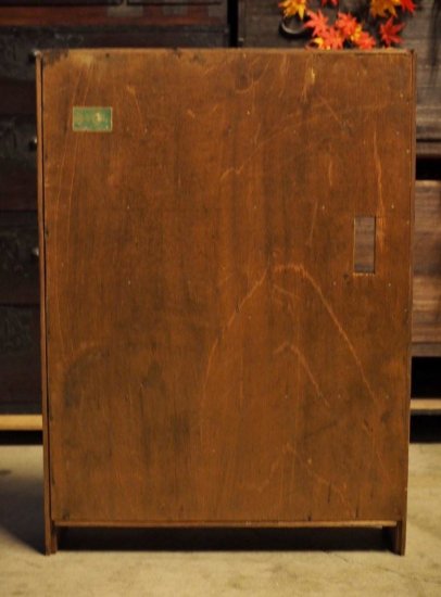 頑丈ラワン材造りの薄型収納棚 シェルフ 昭和中期 古録展 送料別 G 