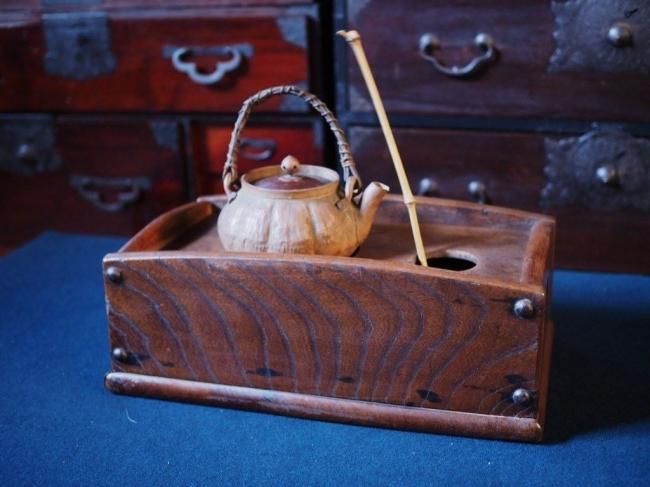 欅製高級茶道具置き 付属品おまけ 明治時代 古録展 かっこよく