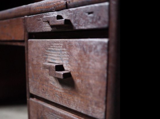 造作の凝った１００年モノの書斎机 ローテーブル 明治時代 古録展 送料 