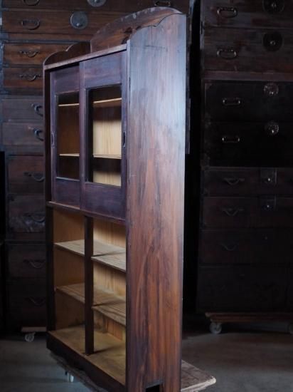 アンティークなガラス棚 大正～昭和初期 古録展 送料別 Mサイズ