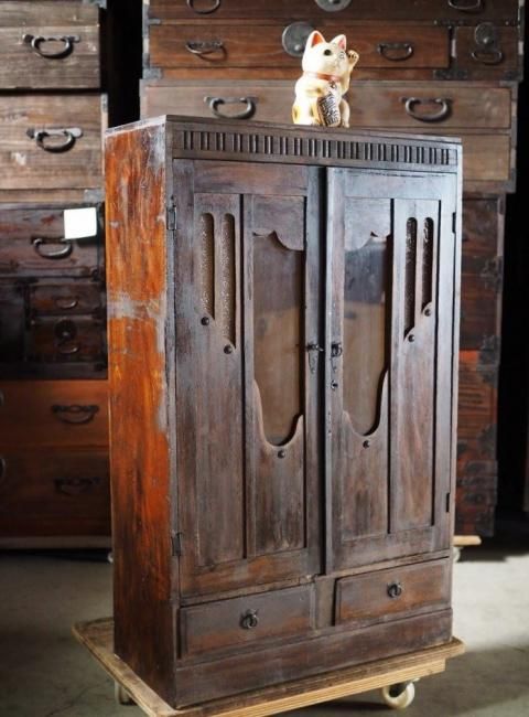 アンティークキャビネット ガラス棚 昭和初期 古録展 送料別 Hサイズ