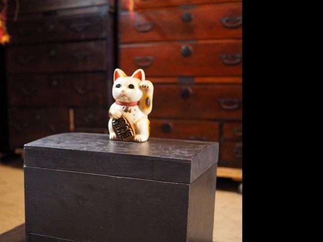 古い引き出し付の小型収納箱 明治時代 古録展 送料別 Dサイズ