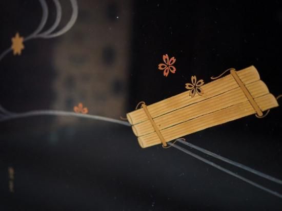 輪島塗 沈金黒塗り高級ローテーブル 昭和中期 古録展 送料別 Mサイズ