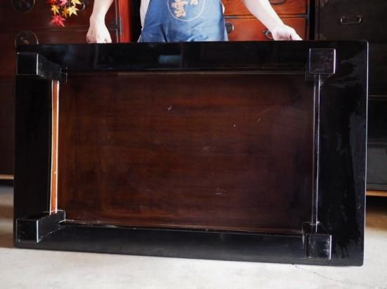 輪島塗 沈金黒塗り高級ローテーブル 昭和中期 古録展 送料別 Mサイズ