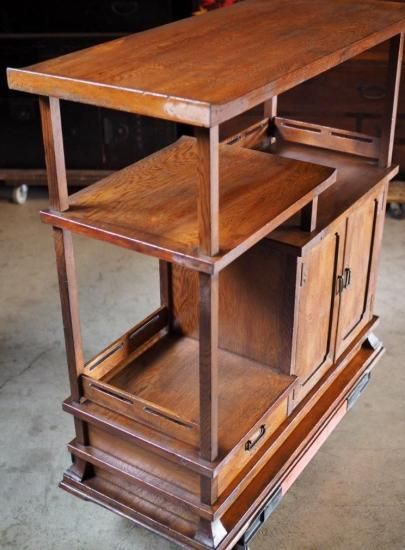 昭和レトロ杉材和風飾り棚 昭和後期 古録展 送料別 Iサイズ 中古 品番S10280