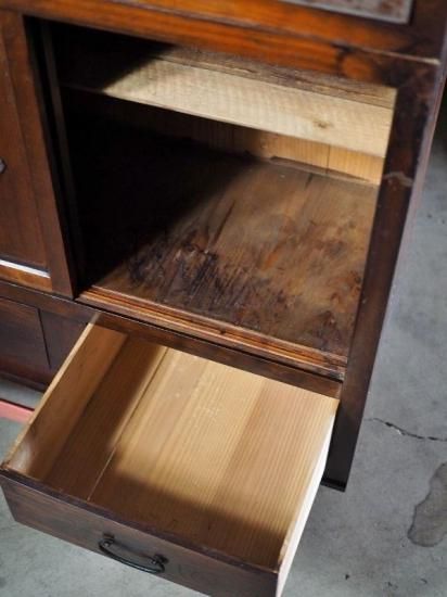 アンティーク二段重ね水屋箪笥 大正～昭和初期 古録展 送料別 M