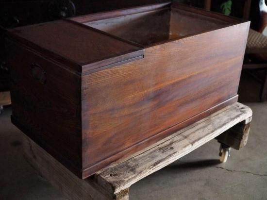 高級 欅と黒柿の長火鉢 昭和後期 古録展 送料別 Kサイズ 中古