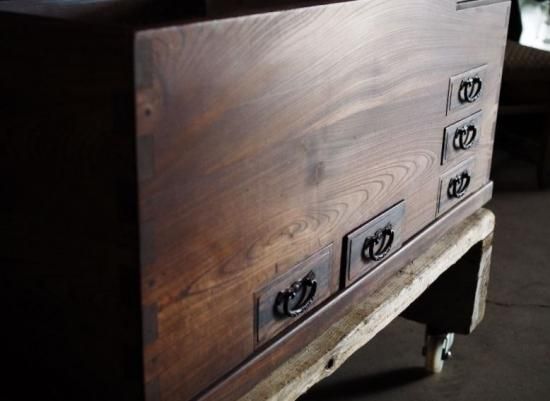 高級 欅と黒柿の長火鉢 昭和後期 古録展 送料別 Kサイズ 中古 品番K2228