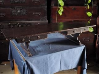 アンティーク　文机　家具　机　ちゃぶ台 アンティーク 長ちゃぶ台 長座卓 木製無垢 折り畳み 座卓 文机