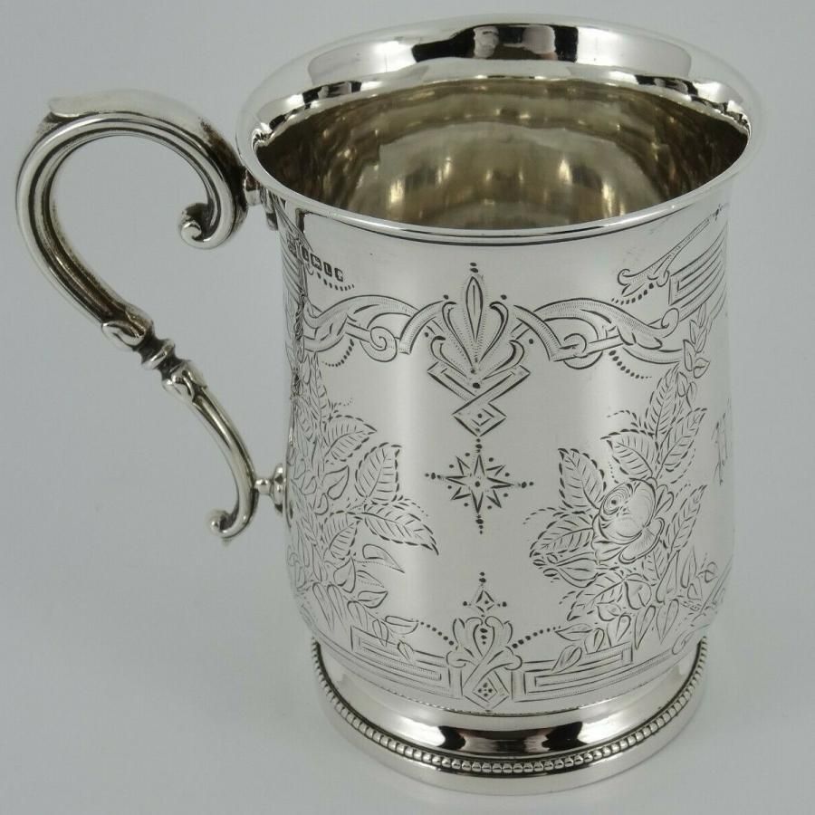 完売 1905年 T シルバー LONDON エドワード アンティーク 英国 - 工芸品 在庫有り・即発送 1907年 T エドワード 洗礼 マグ カップ シルバー 英国アンティーク 工芸品