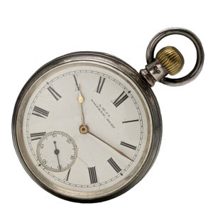 1890年 米国アンティーク 動作良好 ウォルサム いぶし銀 英国製純銀ケース 懐中時計