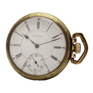 1913年 アンティーク 動作良好 ウォルサム PSバートレット 16サイズ金張りケース 懐中時計