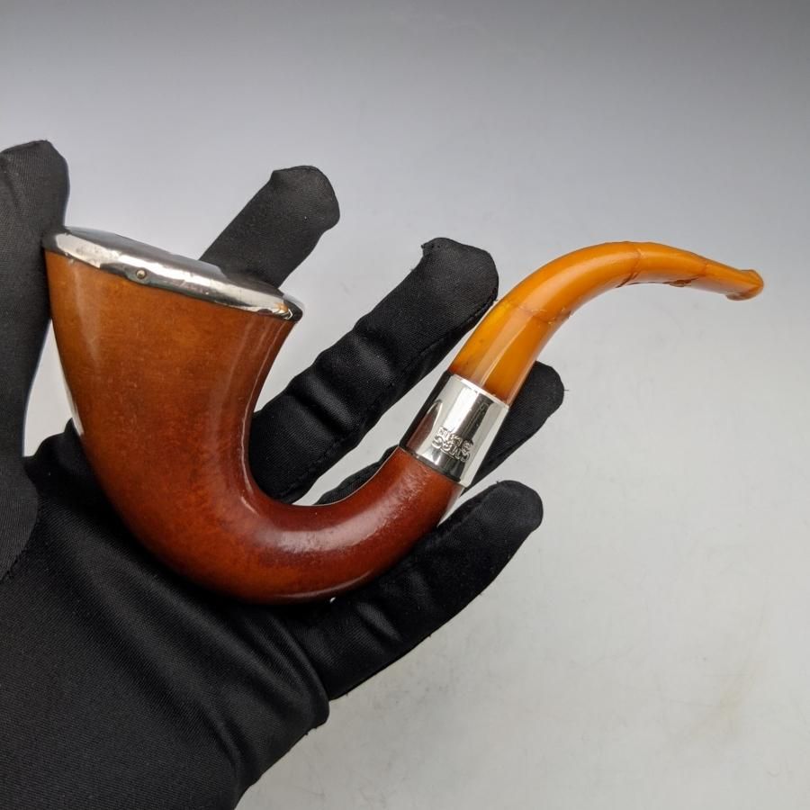 1909年 英国アンティーク 純銀装飾 キャラバッシュパイプ オリジナルケース付き