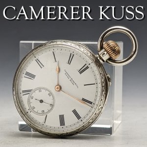 1895年頃 英国アンティーク 動作良好 CAMERER KUSS 懐中時計 純銀彫刻ケース