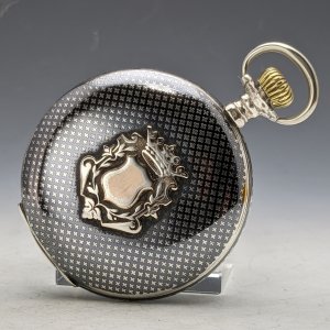 1900年頃 動作良好 Chablonen 懐中時計 象嵌ニエロ純銀ハンターケース