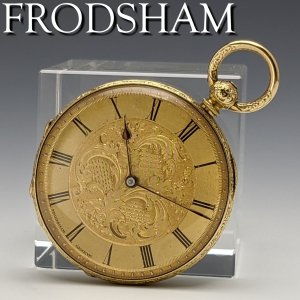 19世紀末 英国アンティーク 動作良好 チャールズ・フロッシャム 鍵巻き懐中時計 K18金無垢ケース