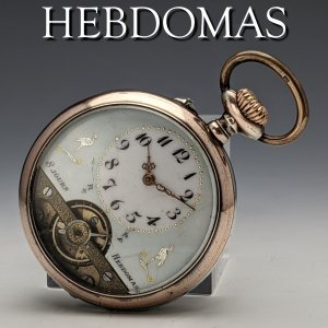 1920年代 アンティーク 動作品 ヘブドマス 8日巻 銀側オープンフェース 懐中時計