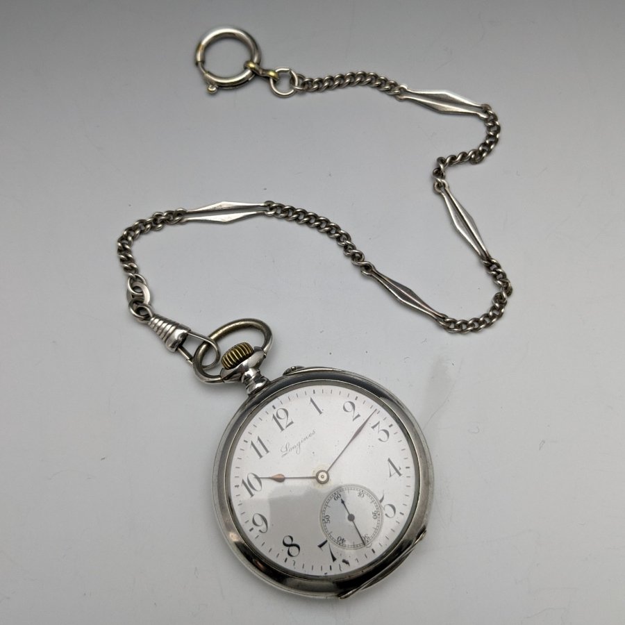 時計1900年 フランス STANDARD社製 銀刻印 懐中時計鎖チェーン ...