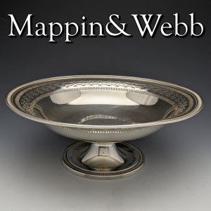 1924年 英国アンティーク 純銀 コンポート/タッツァ 直径23cm 434g Mappin&Webb
