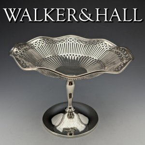 1909年 英国アンティーク 純銀 コンポート/タッツァ 直径16cm 229g Walker & Hall