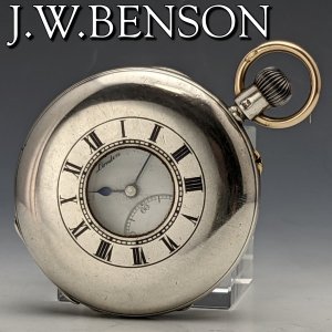 1911年 英国アンティーク ジャンク品 ベンソン THE LUDGATE 純銀ハーフハンター 懐中時計