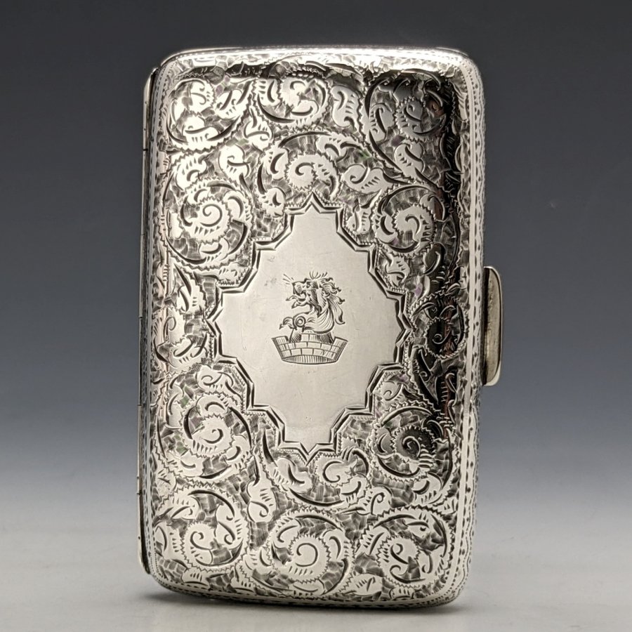1894年 英国アンティーク 純銀製 小型シガレットケース 53g