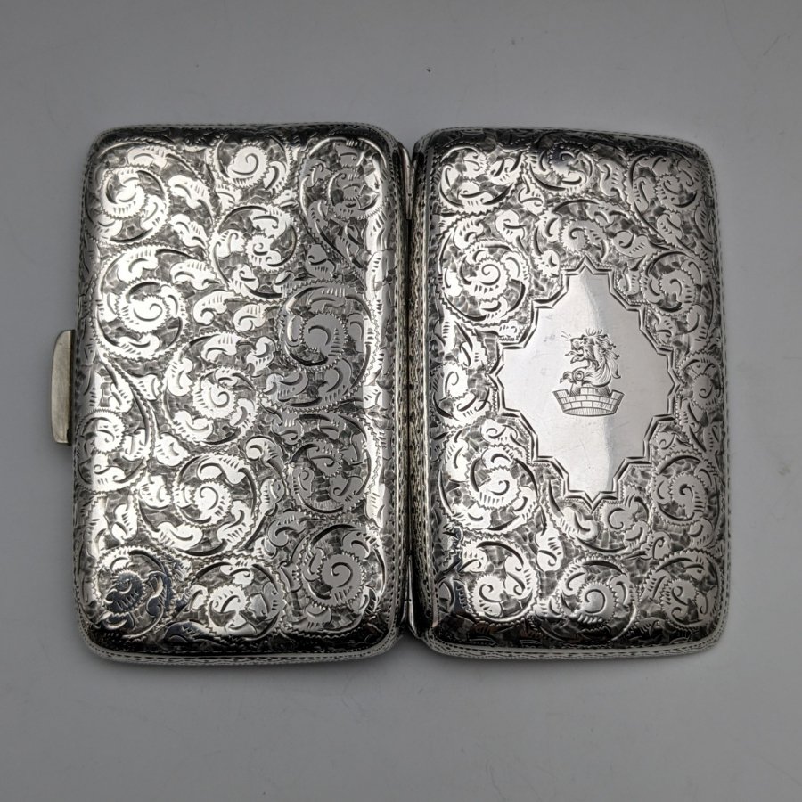 1894年 英国アンティーク 純銀製 小型シガレットケース 53g