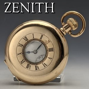 1920年頃 アンティーク 動作良好 ゼニス デニソン製金張りハーフハンター 懐中時計