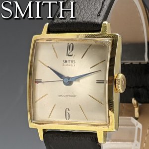 1950年代 英国ヴィンテージ 動作良好 スミス 金張りスクエアケース 21石機械式 紳士用腕時計