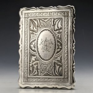 1873年 英国アンティーク  純銀カードケース 57g George Unite