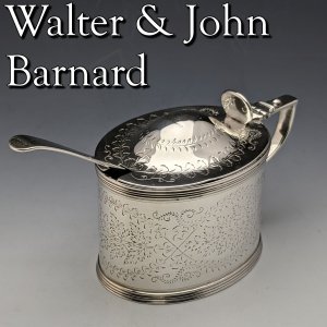 1878年 英国アンティーク 純銀 マスタードポット 219g Walter & John Barnard