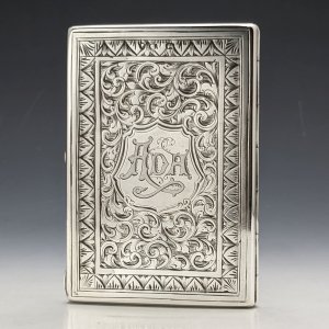 1874年 英国アンティーク 純銀 両開き型カードケース 104g George Unite