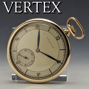 1920年代 動作良好 VERTEX アールデコ 薄型金張りケース 懐中時計 機械式15石