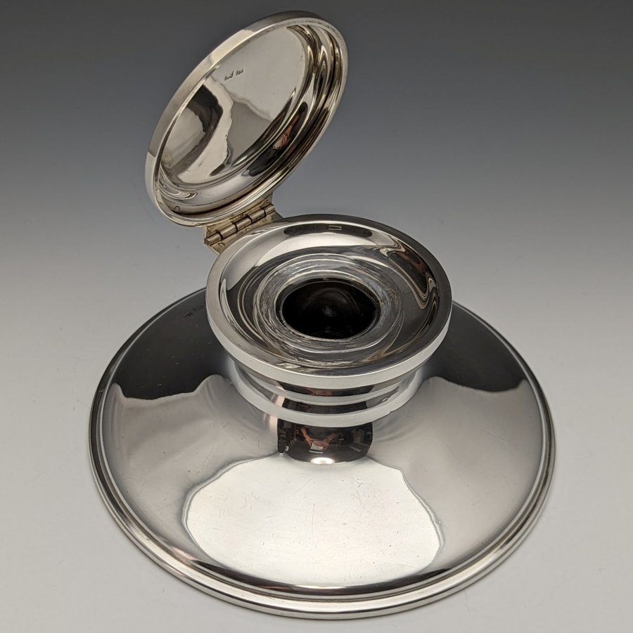 1919年 英国アンティーク 純銀製 インク壺 500g A&J Zimmerman