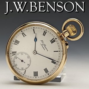 1935年 英国ヴィンテージ 動作良好 ベンソン K9金側 懐中時計 THE BANK