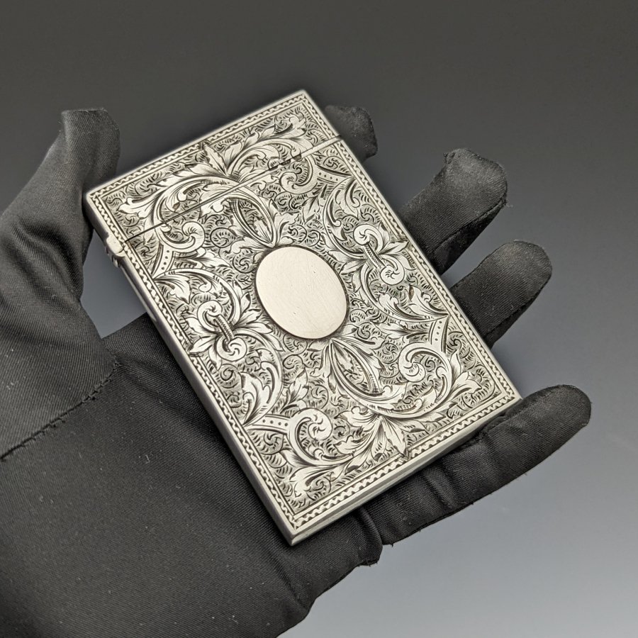 1875年 英国アンティーク 純銀製カードケース 55g FREDERICK MARSON