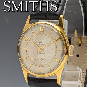 英国ヴィンテージ 動作良好 スミス DELUXE 金張りケース 15石機械式 紳士用腕時計