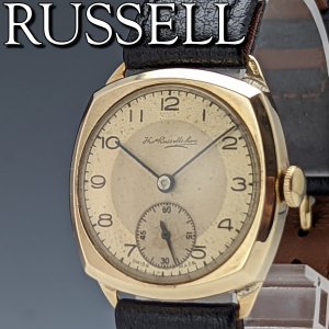 1950年頃 英国ヴィンテージ 動作良好 ラッセル K9金無垢デニソンケース 紳士用腕時計