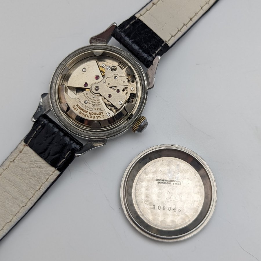 超特価 1960年代 英国ヴィンテージ 動作品 ベンソン メタルケース 自動巻き 紳士用腕時計