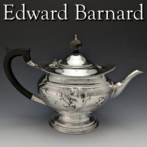 1901年 英国アンティーク 純銀 バチェラーティーポット 375g Edward Barnard