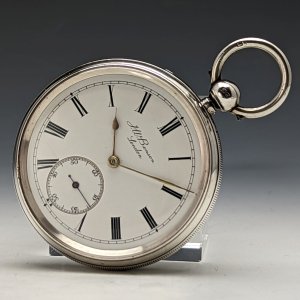 【整備済】1887年 英国アンティーク 動作良好 ベンソン LUDGATE 銀側 鍵巻き懐中時計