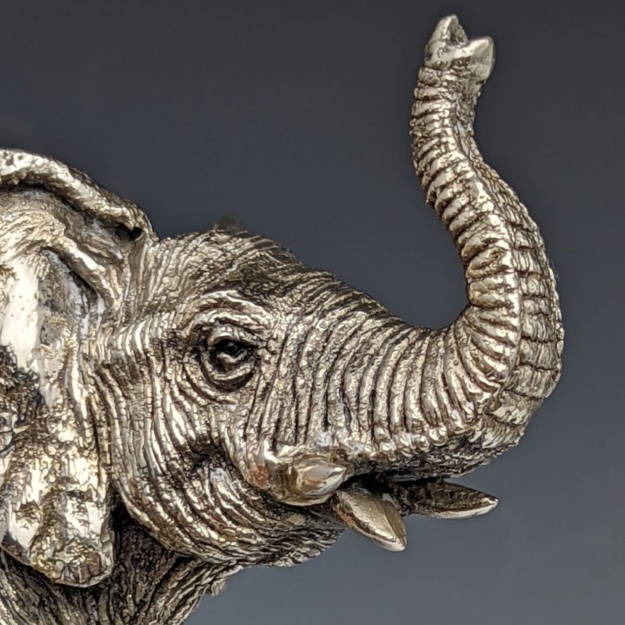 純銀張り彫刻 小象 オブジェ 277g 英国 カントリーアーティスト社