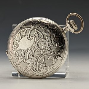 アンティーク 動作良好 シーマ 細密彫刻 銀側ハンターケース 機械式懐中時計