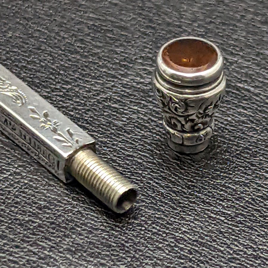 米国アンティーク 純銀（925シルバー）マジックペンシル トパーズ装飾 伸縮式65-87mm