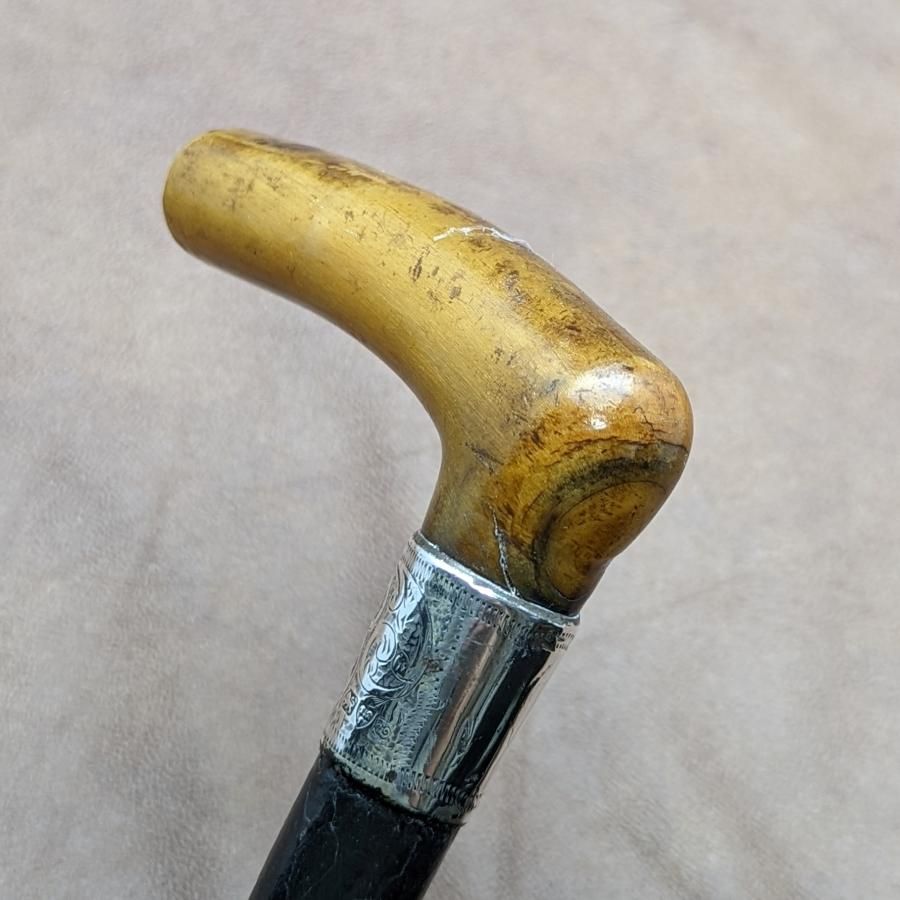 1905年 英国アンティーク ホーンクラッチハンドル 紳士用ステッキ 杖 86cm